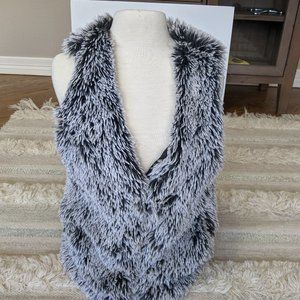 Democracy Grey & Black Faux Fur Vest